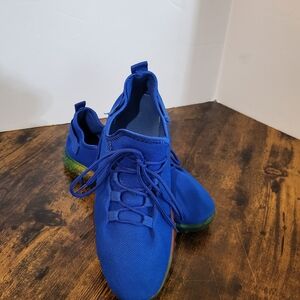 Wanted Womens Size 10 Pace Sneakers Blue Knit Rainbow Pride Sole Tennis Shoes